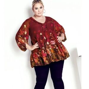 NWT Arna York Women's Plus Size Angelina Floral Tunic Top Size 22/24